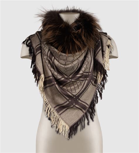 gucci shawl womens price|gucci scarves with fur trim.